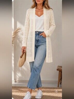 Calvin Klein Open Knit Metallic Shimmer Cardigan- Size M